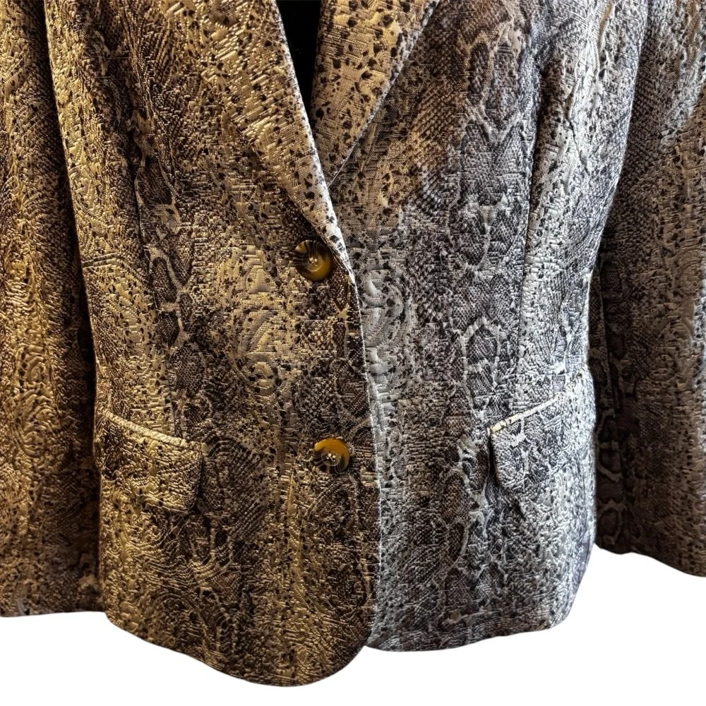 Chico's Cobra Pattern Jacquard Blazer Reptile Print Jacket, Chico’s 2 (Large)